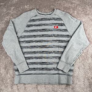 Nike Gray Black Striped Crewneck Sweatshirt Size L Streetwear Loungewear AW77